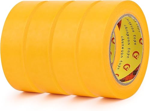 RISVOWO 4x Goldband Abklebeband, 3cm x 50m Malerkrepp, Maler Profi Malerklebeban