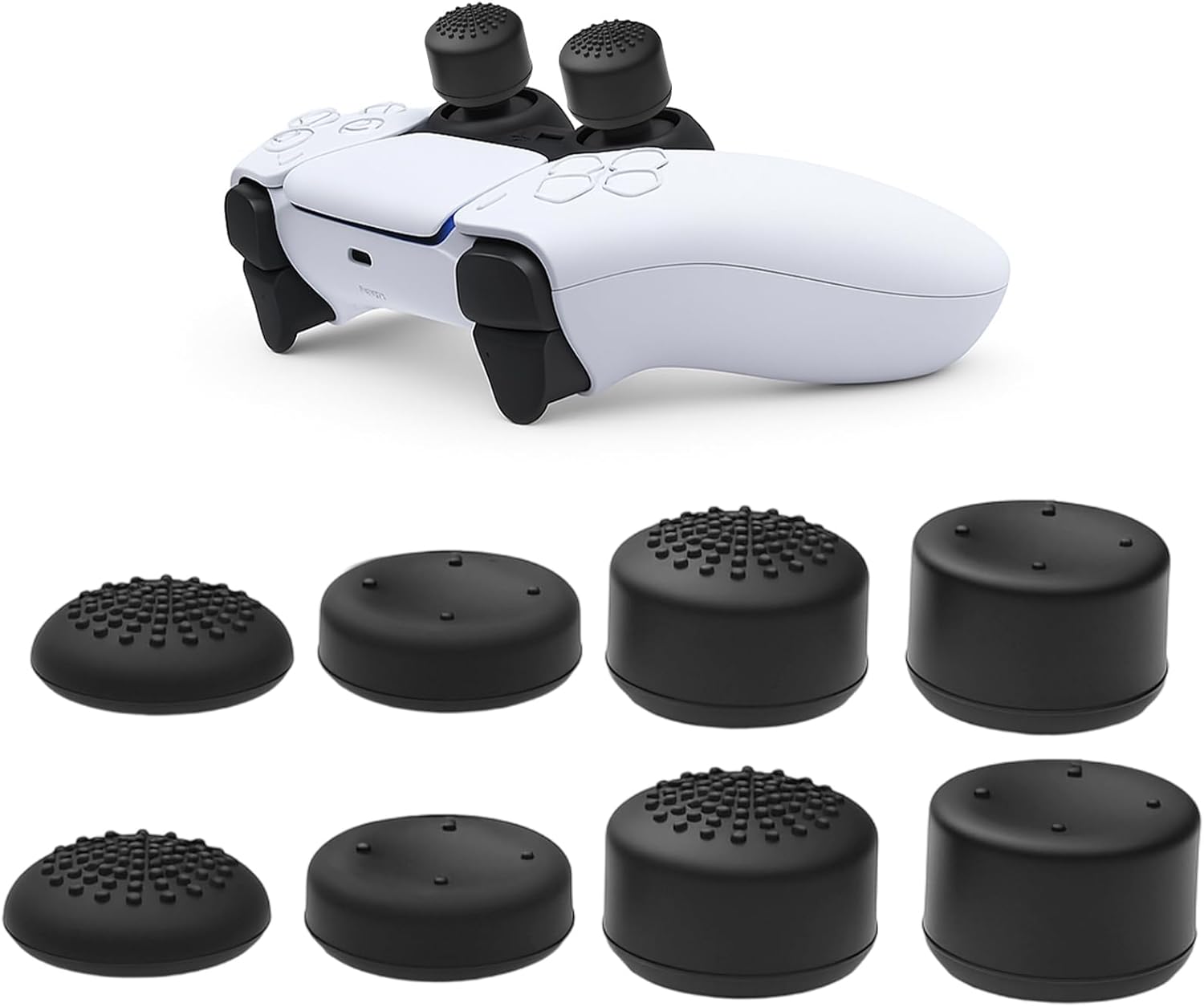 Product image of Thumb Grips for Controllers (8 Pack), Anti - Slip Silicone Caps Compatible with PS5/PS4, 2 Height Options for Gaming Comfort
