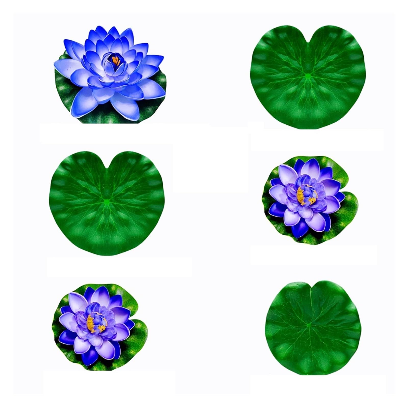 LHSJYG Water Lily Plants For Ponds Small 3 Flowers And Leaves Artificial Lotus, Realistic Water Floating Foam Lotuses, Fake Lily Pad, Home Garden Patio Pond(Blue)