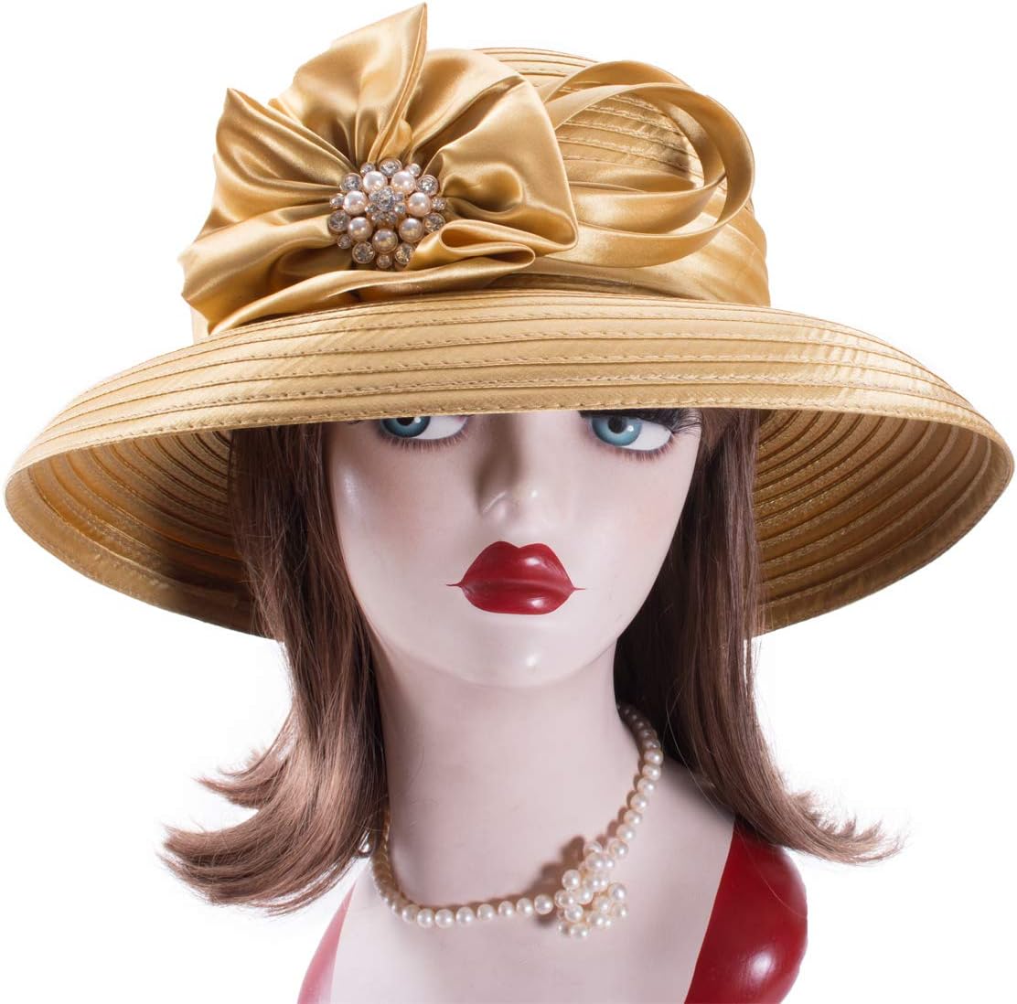 Lawliet Women Satin Ribbon Dressy Church Couture Bridal Wedding Occasion Sun Hats A585