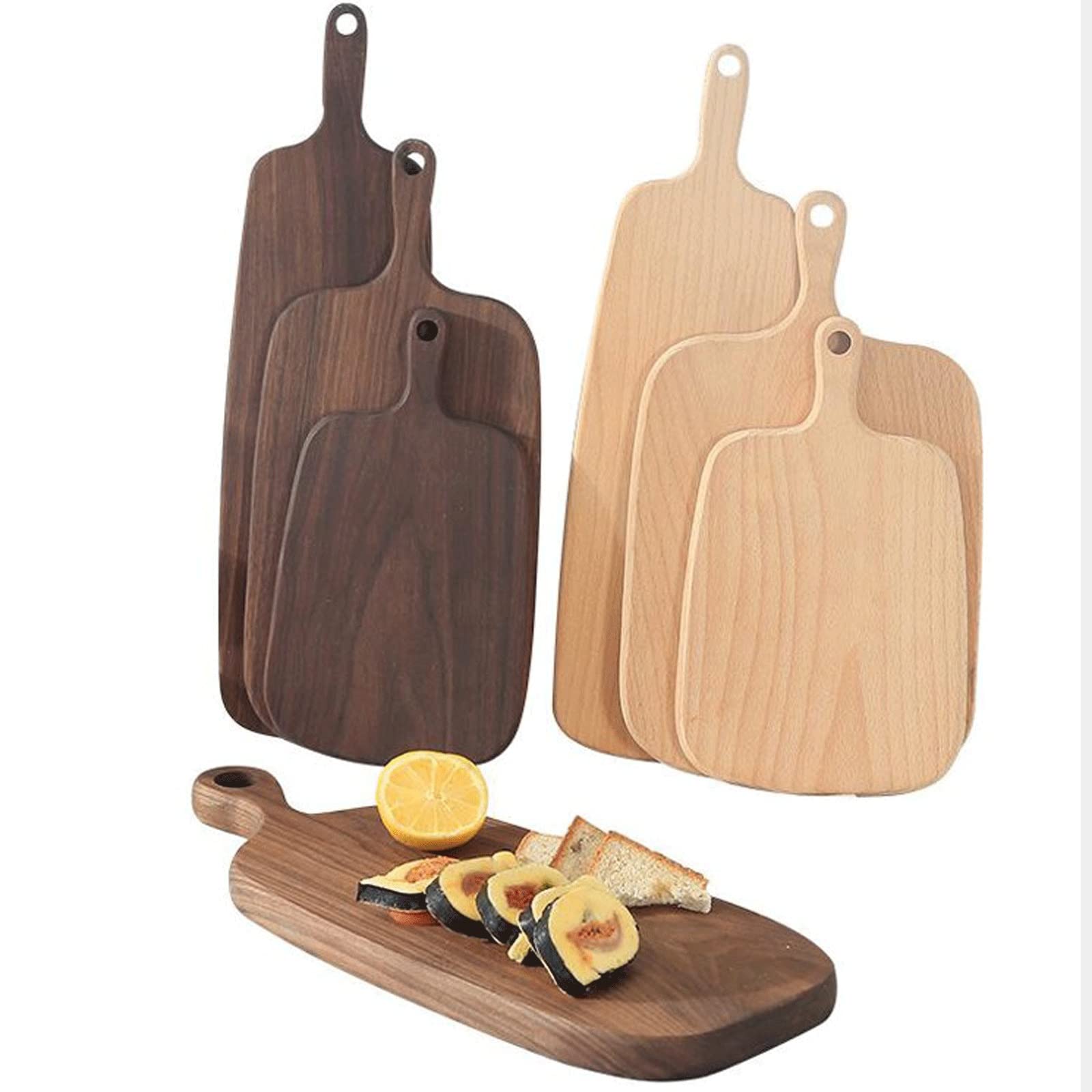 Tabla de cortar con bloques de madera de nogal negro, placa de madera para alimentos, pizza, sushi, pan, bandeja de madera entera, sin pintura (marrón, L)