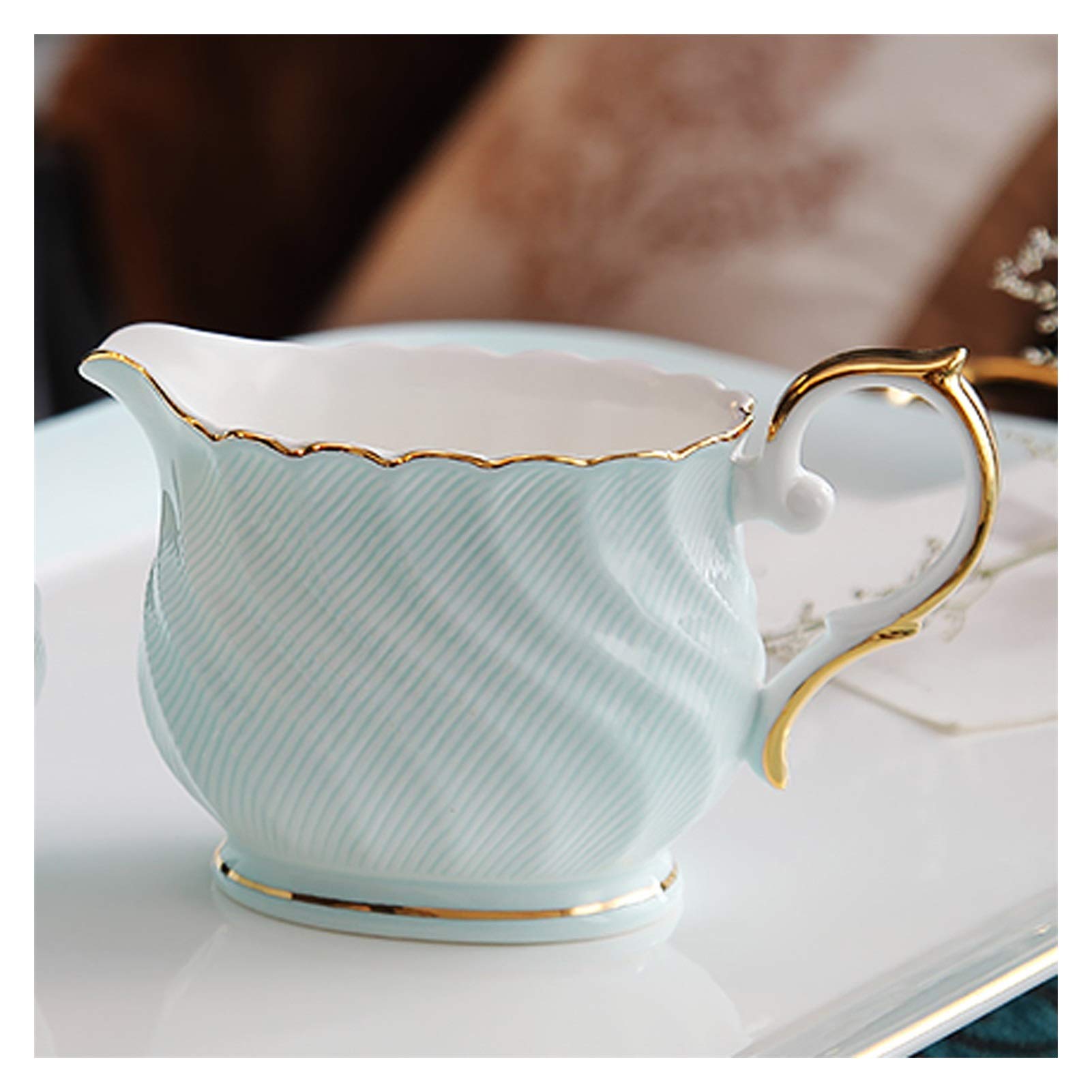 Jarra de Leche, Salsera, Vaso de Agua, Jarra para Crema, café, azúcar, Salsa, cerámica, 250 ml, pequeña, Azul, para Familia, Hotel, cafetería. Recipiente versátil con asa.