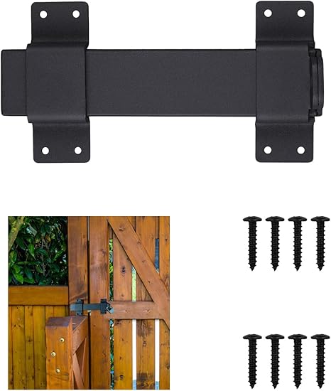 CHIJANE Heavy Duty Sliding Latch Gate Latch With Padlock Sliding Latch Gate Lock Outdoor Fence Latch Gate Hardware For Wooden Fence Barn Door Garden (Black Surface