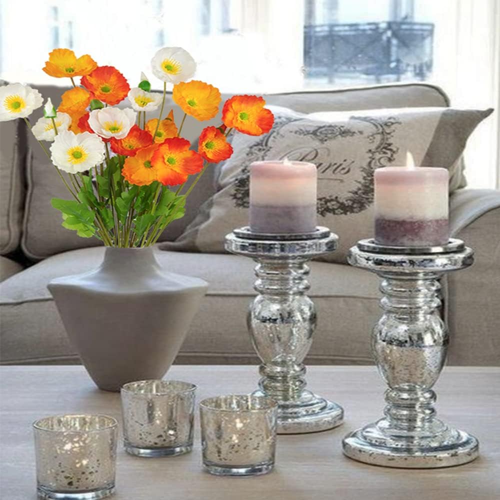 FERIAL 6 Pcs Artificial Poppies Flowers Silk Poppy Flowers Faux Poppy Plants Fake Flowers Bulk for Home Decorations Table Centerpieces Floral Arrangement Wedding Bouquet Mixed Colors - Image 4