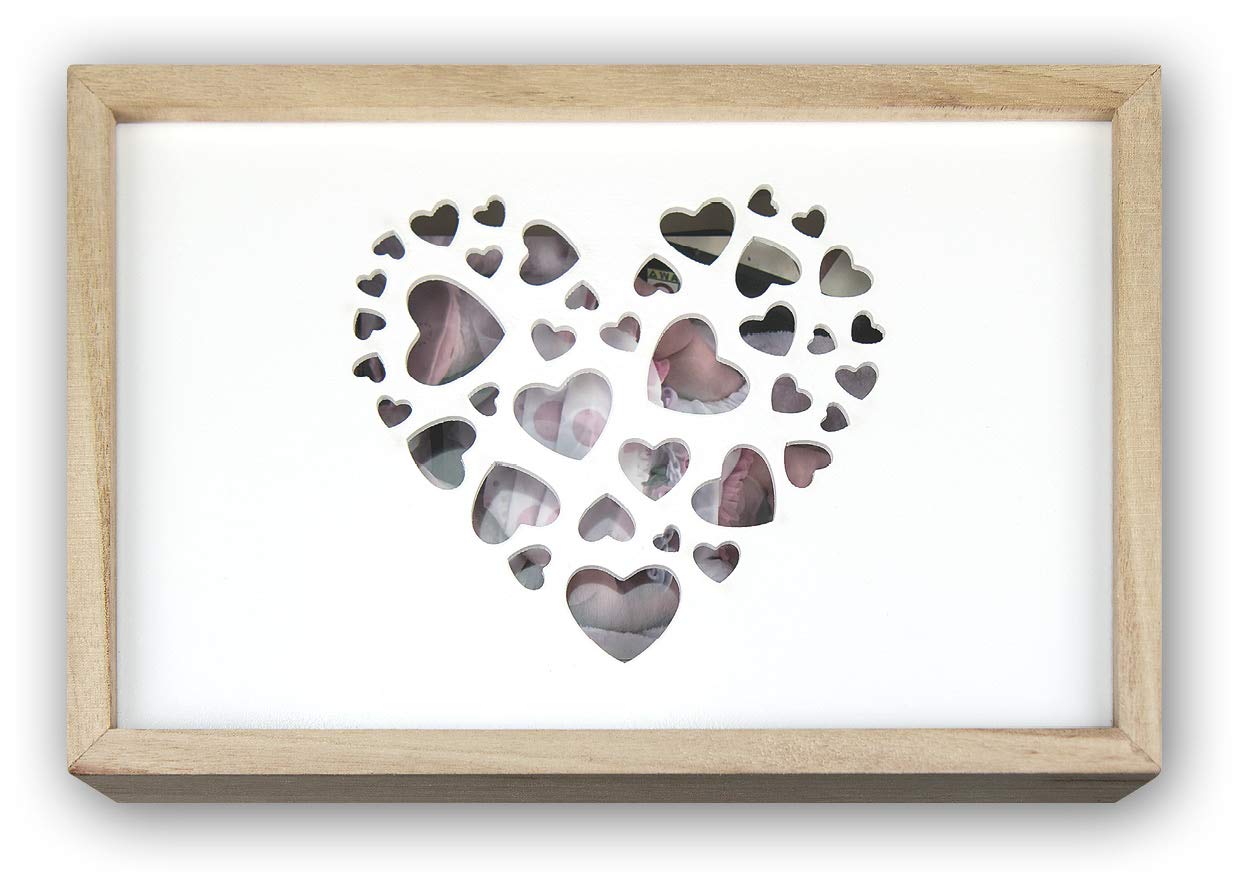 ZEP S.r.l. Love Box USB für 13 x 18 Fotos Holzbox, Holz, Natur und Weiß, Außenmaß 24,5 x 16 x 5 cm