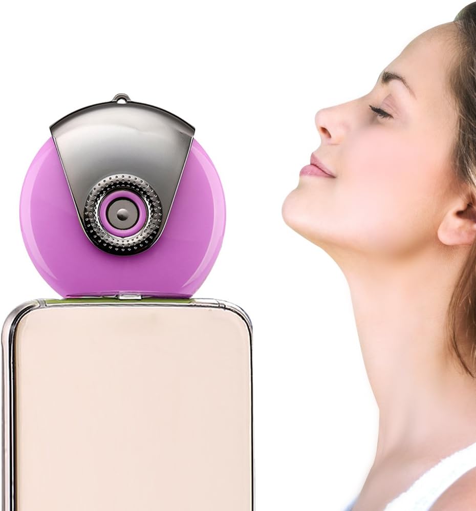 8ml Mini humidifier Mobile recharhable for Cell Phone(Size: 2.36 2.36inch), Mute, Fog Density, Phone Charge Sprayer, Portable Easy Carry, Suitable for iPhone (Lightning Jack) Phone (Purple)