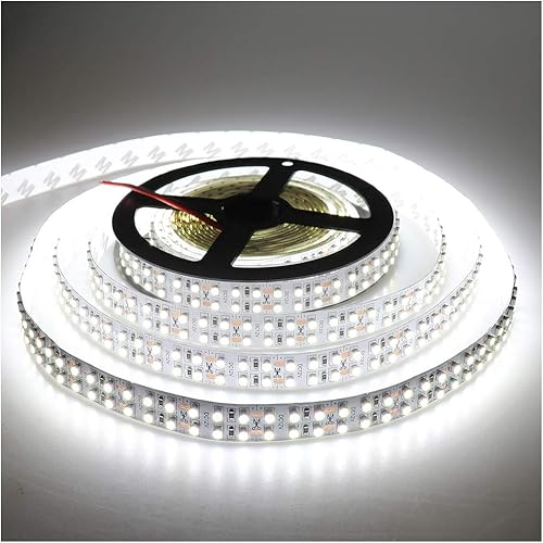 LEDENET Tira de luces LED blancas cálidas de 2800 K, 16.4 pies, doble fila, 3528 SMD 1200 LED DC 12 V, cinta de luz de tira de luz LED flexible,