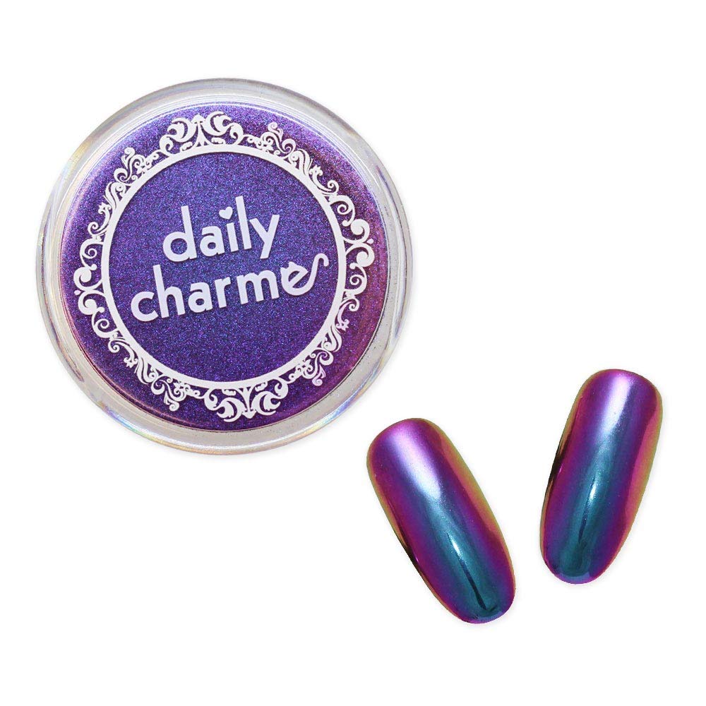 Daily Charme Chameleon Chrome Nail Powder (Hera Violet) 1 gram, Color Shifting Metallic Nail Art Dip Powder, Color-Shifting Mirror Effect Manicure Chrome Powder, Home DIY/Nail Salon Manicure