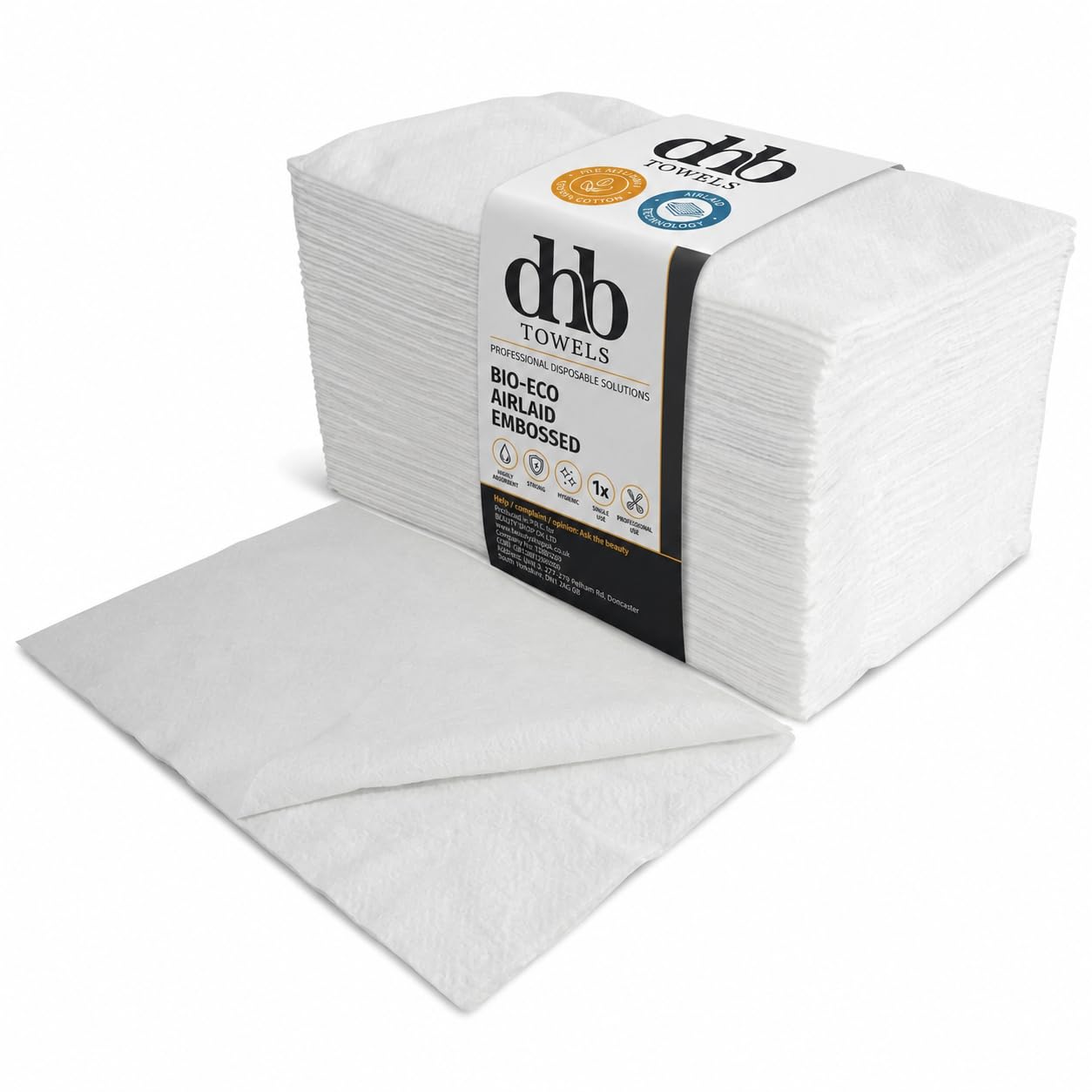 Dhb Towels White - Disposable Hair Towels Bio-Eco Airlaid Embossed 70X40cm, Pack Of 100-100% Cellulose, Biodegradable Salon Towel For Hair, Massage Towels, 50Gsm