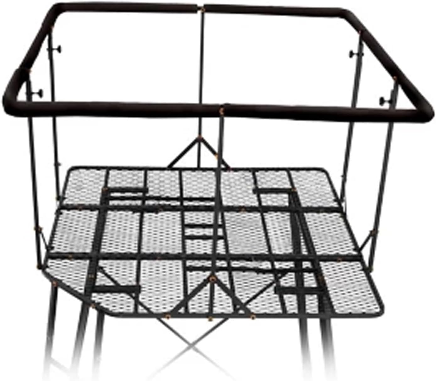 MUDDY Quad Pod Ladder Stand with Large 57" x 57" Platform and Hunting Blind, Hunting Gear Deer Blind