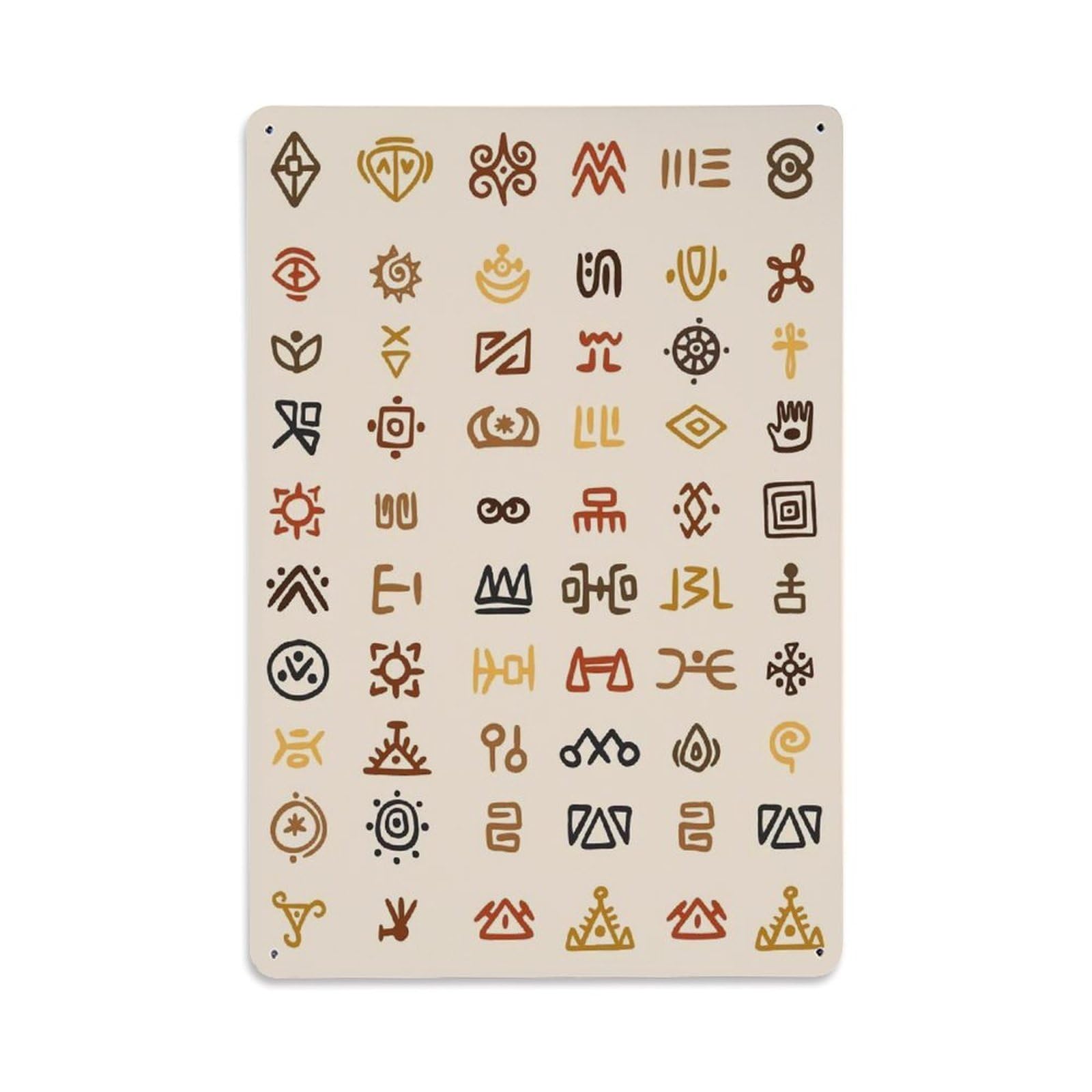 Geometric Symbol Pattern Totem Ethnic Tribal Folk Heritage Metal Tin Sign Plaque Wall Decor for Cafe, Man Cave, Club Bar, Office, Home Garden Round Metal Poster 8x12Inch