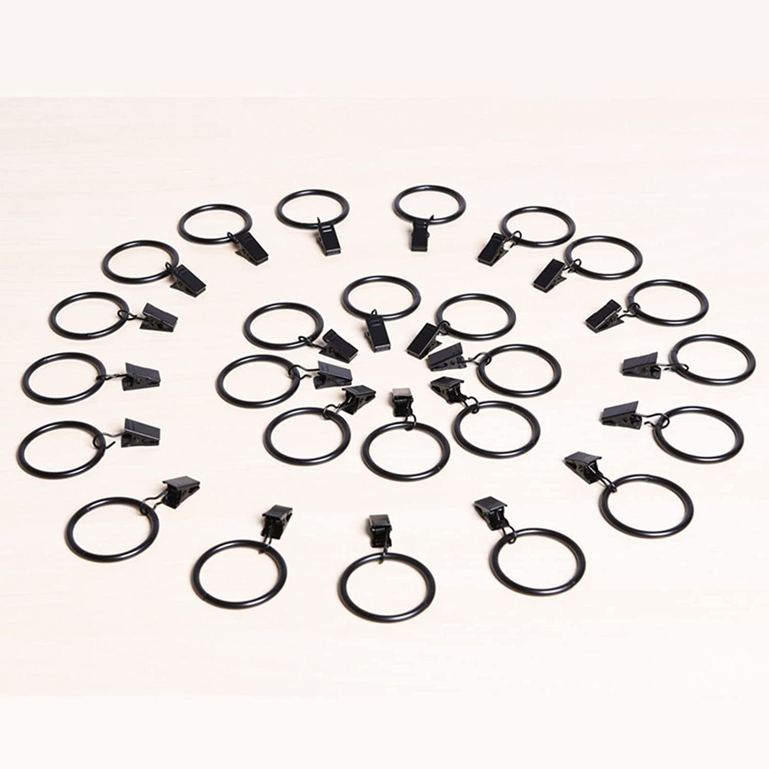 Anelli per tende, ganci per tende, anelli da appendere, 30 anelli per tende in metallo e 30 clip per tende in metallo per appendere tende da sole, tenda da doccia, 35 mm (colore: 55 mm