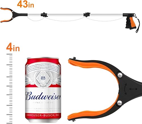 Miniatura 8 de Herramienta de agarre extra larga de 43 pulgadas, agarradores plegables para personas mayores, herramienta de alcance con mandíbula giratoria +