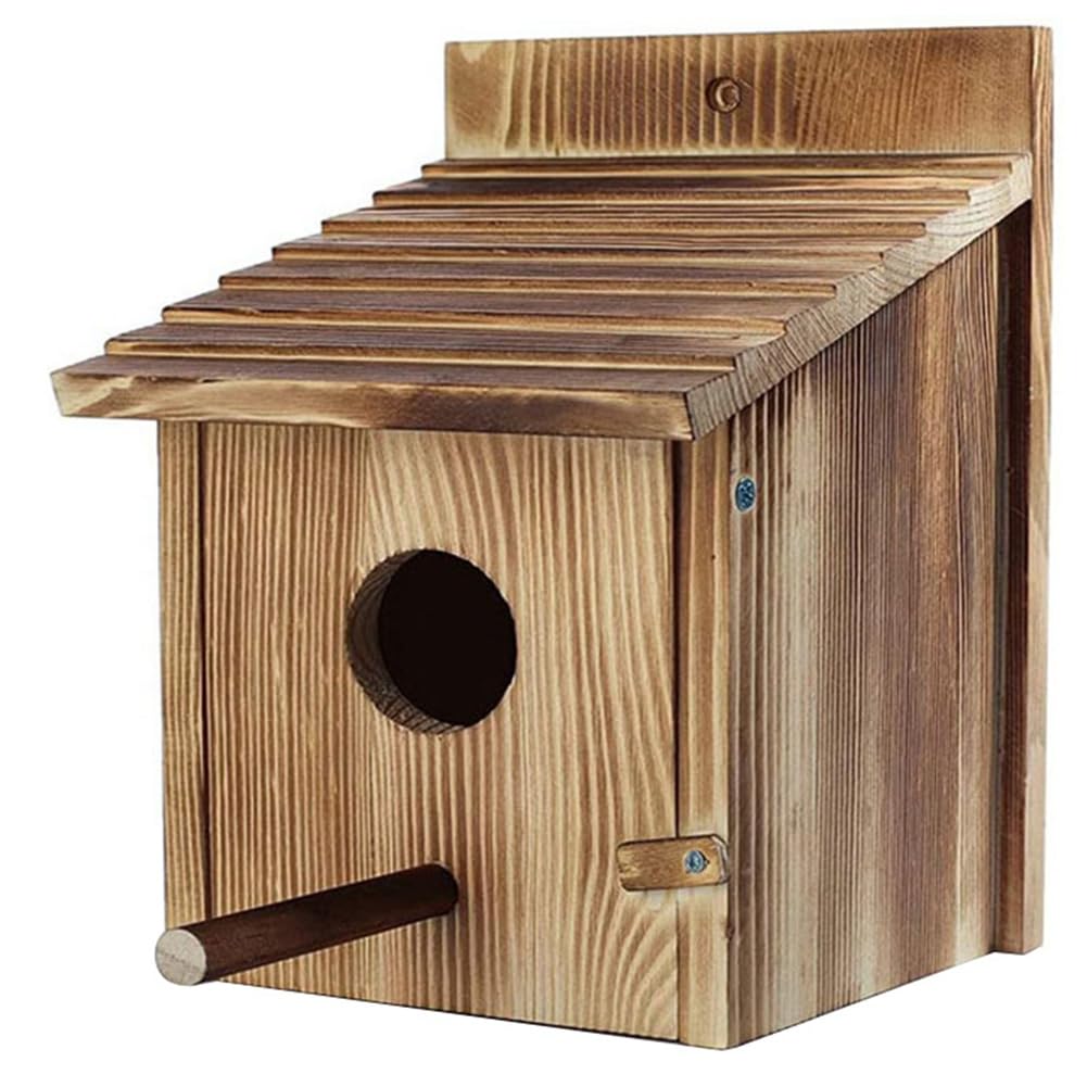 Maison d'oiseau extérieure en bois suspendue ou murale pour passereaux