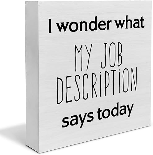 Letrero de madera para oficina de campo, letrero decorativo para escritorio, con texto en inglés "I Wonder What My Job Description Caja de madera,