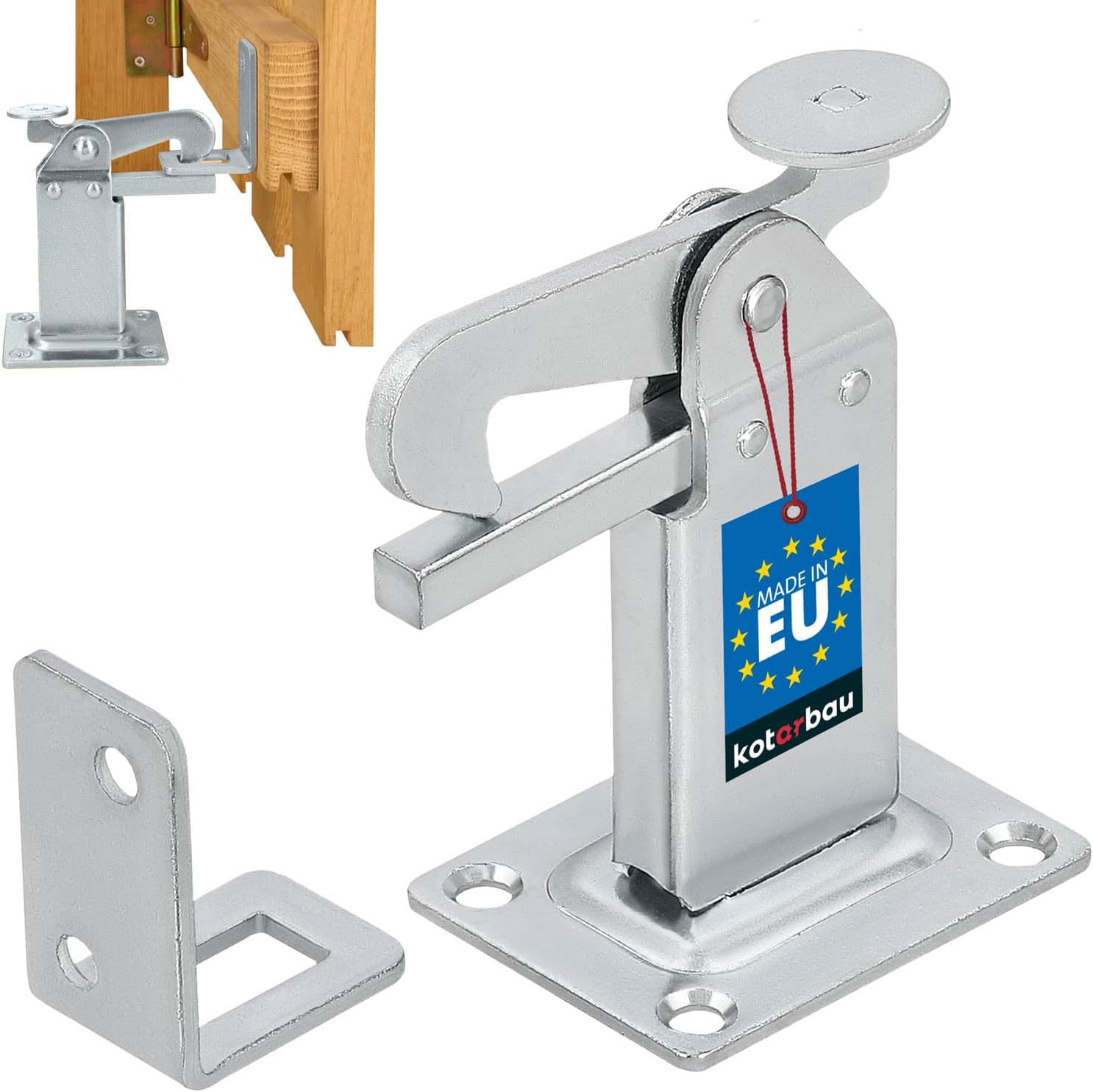 KOTARBAUDoor Stop 97 Floor Mounting Door Stop Silver Door Stop Lock Locking Angle Door Stop Steel Robust Solid 97 mm