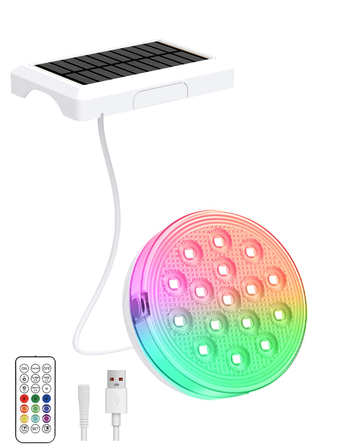 Solar Pool Lights, Rechargeable Submersible LED Lights with Remote, IP68 Waterproof Built-in Magnet Solar Underwater Light for Above Ground/Inground Pools, Pond Decoration(1 Pack)