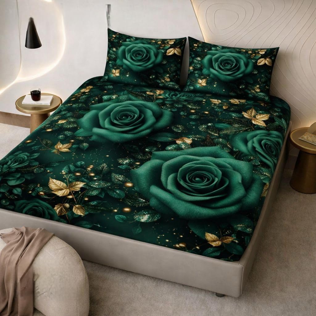 7D Printed King Size Double Bedsheet with 2 Matching Pillow Covers | 90x100 Inch (225x250 cm) | Soft & Comfortable Flat Bedsheet for Double Bed | Premium Home Bedding Set_DGN16-image-32