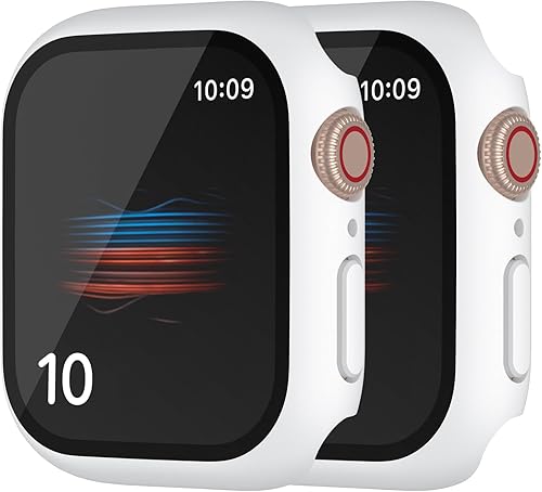 HANKN Paquete de 2 fundas protectoras de pantalla de vidrio templado de 1614in para Apple Watch Series 7 8 de 1614in cobertura completa mate