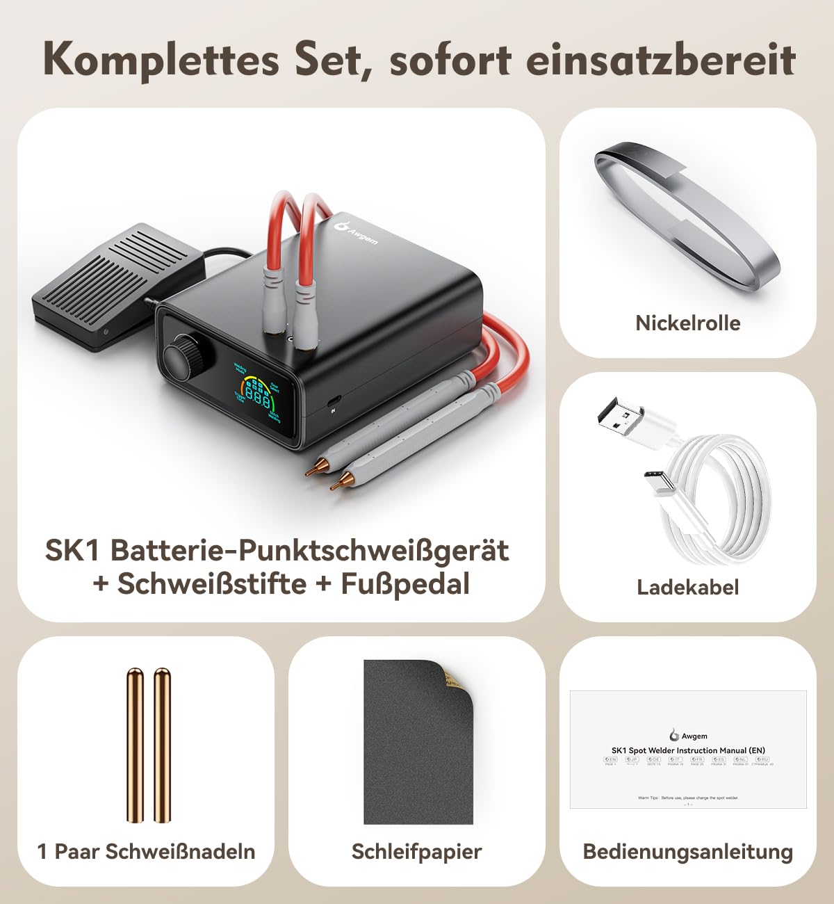 11000W Punktschweißgerät für Akkus, Akku Schweißgerät für 0,1–0,3 mm, 100 Leistungsstufen mit Drehregler, Auto-/Fußpedal-Modus, Dual Pulse