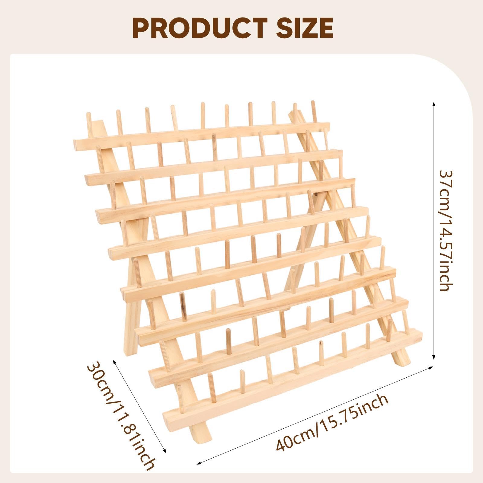 Colcolo Estante de Hilo de Madera con Ganchos para Colgar, portátil, de fácil instalación, Estable, para Accesorios de Costura, Organizador de Soporte de Hilo, 80 Carretes