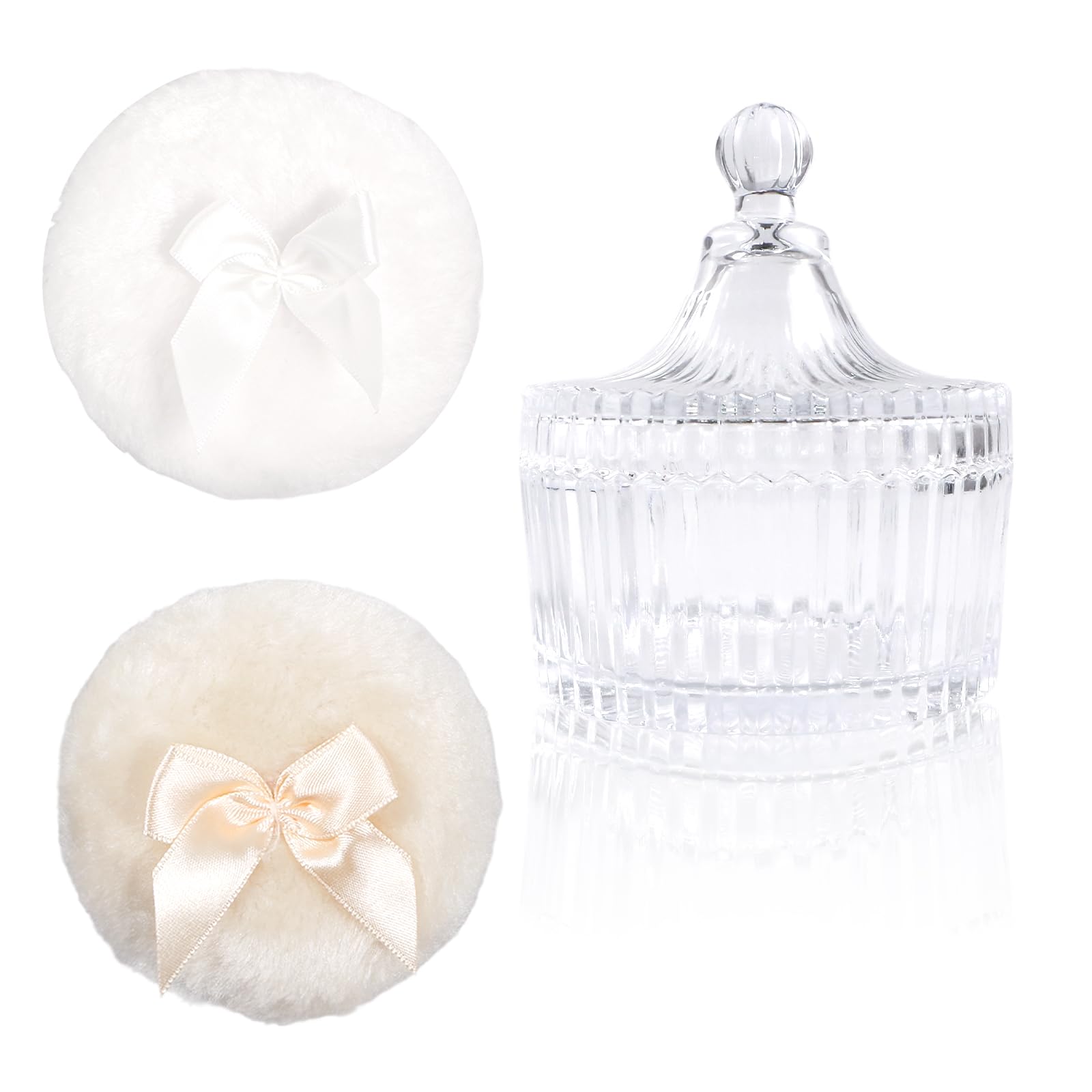 Récipient à poudre pour le corps compact avec houppette douce et boîtier de rangement hermétique