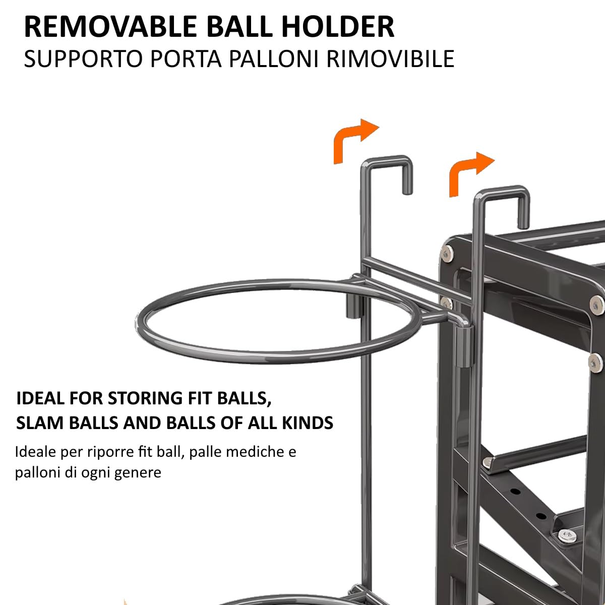 FFitness Rastrelliera per Manubri con Ruote Per Attrezzatura da Allenamento Supporto Pesi Attrezzi Yoga Tappetini Kettlebell Rack Palestra Domestica Gym
