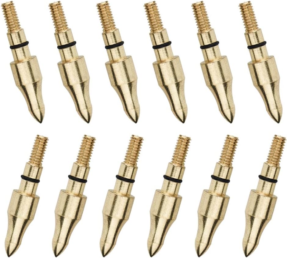 Huntingdoor 24 Pcs Archery Arrowheads Stainless Steel Arrow Tips 100 Grain Screw-in Arrow Head Replacement Metal Broadheads for DIY Bow and Arrow Hunting
