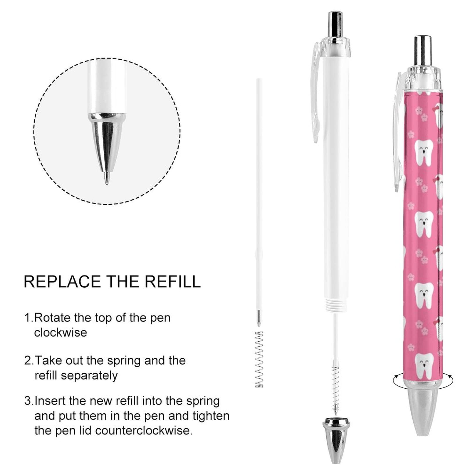 Lot De 6 Stylos à Bille Rétractables En Forme De Dent - 1,0 Mm, Encre Noire, Pour Infirmières, Dentistes, étudiants - 7