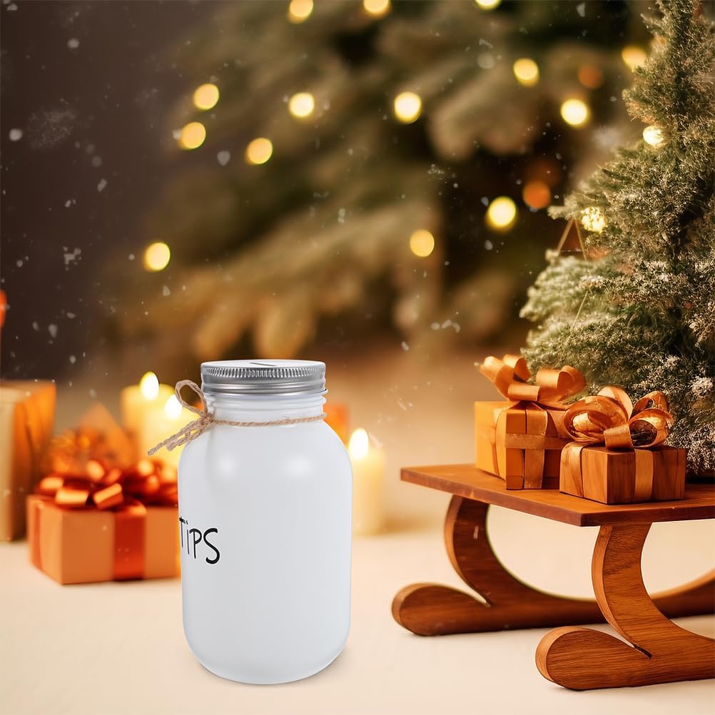 Cabilock Glass Money Saving Jar Small Coin Tips Container Mason Jar for Home Office Decorative Coin Bank Clear Glass Piggy Bank