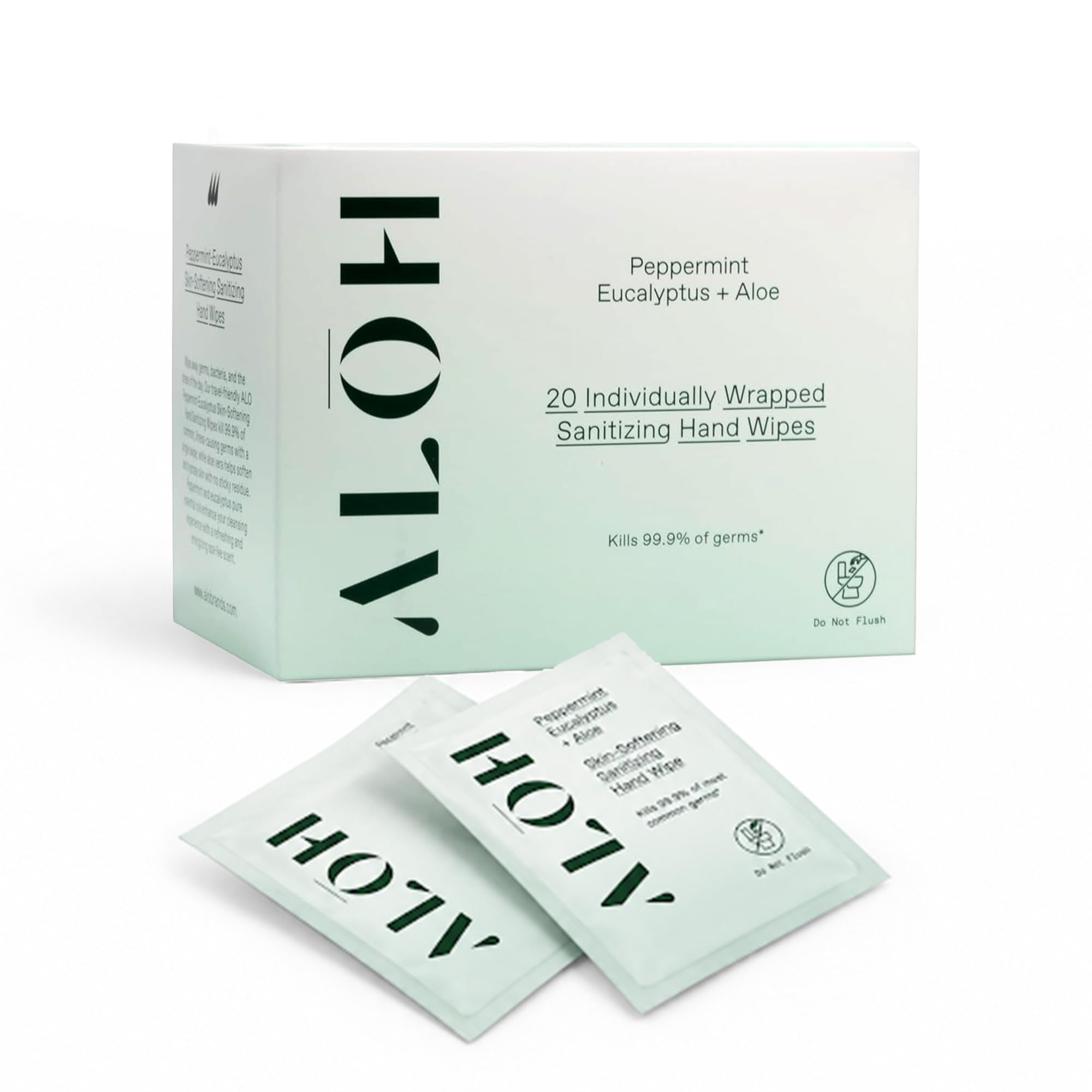 ALŌH Peppermint Eucalyptus + Aloe Hand Sanitizer Wipes Individually Wrapped