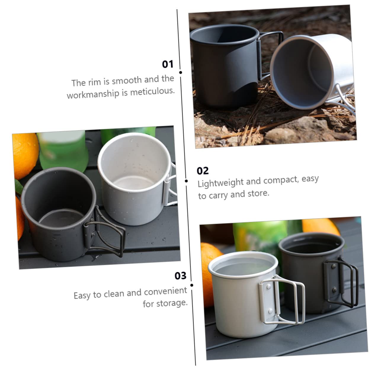 GANAZONO Collapsible Coffee Mug Titanium Camping Mug Aluminum Cups Portable Water Cup Lid Camping