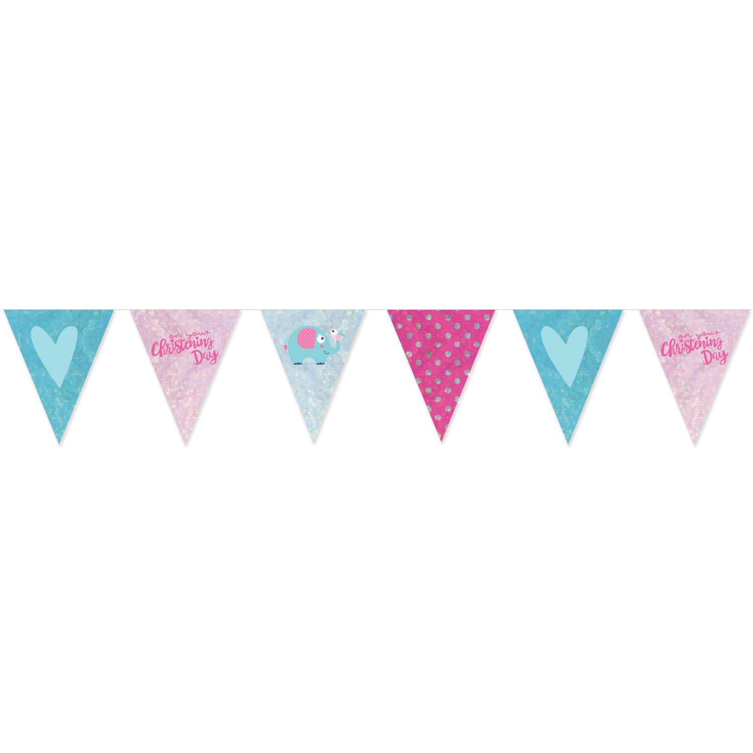 Amscan Pink/Blue On Your Christening Day Foil Pennant Banner Size