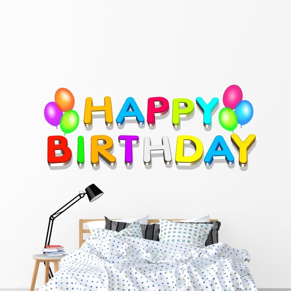 Wallmonkeys WM42150 Happy Birthday Peel and Stick Wall Decals, 72" W x 40" H-Colossal