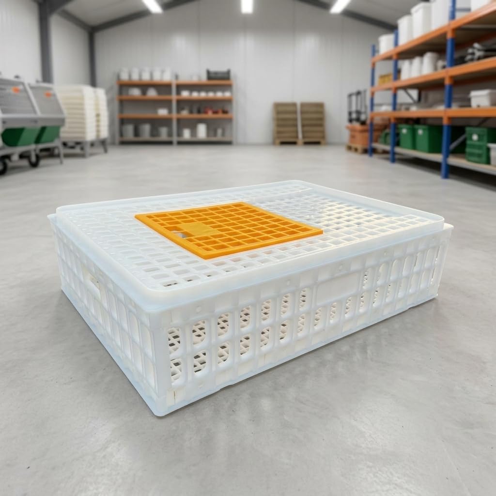 Transportín Plástico Anti-Caída y Anti-Presión para Gallinas, Conejos, s y Codornices, Blanco