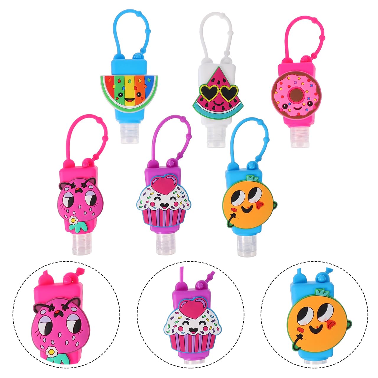 LIFKOME 6pièces Lot De Petites Bouteilles De Voyage Avec Étui Silicone Cartoon Distributeur Liquide Portable Anti-fuite Pour Shampoing Et Adapté Aux Garçon Fille Et Déplacements