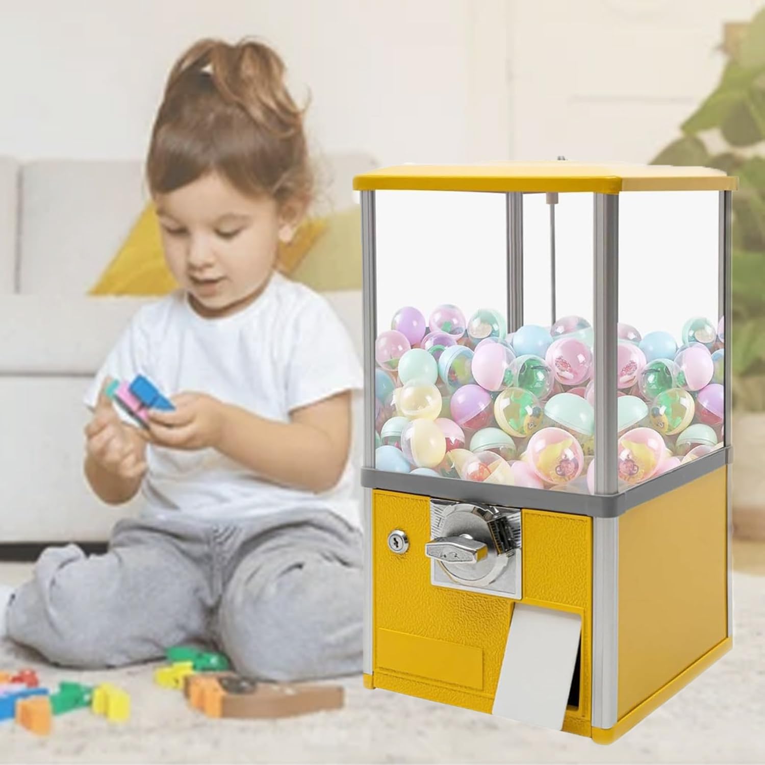 Mini-Automat für Kaugummis Süßigkeiten – Münzbetriebene Kaugummi-Maschine & Süßigkeitenspender – Kompaktes Kapselspielzeug Süßigkeiten-Automat für Zuhause, Party, Arcade – Geschenk für Kinder