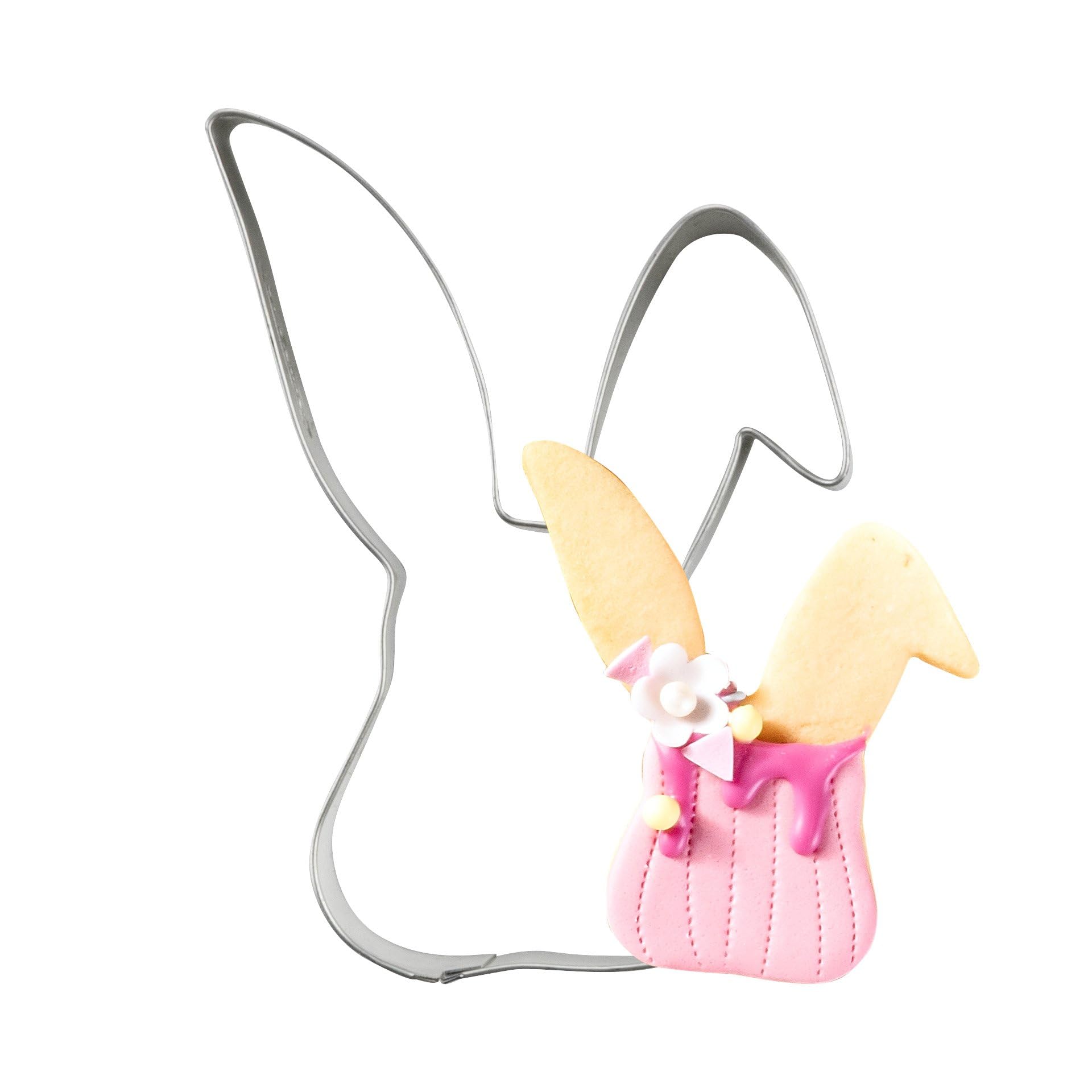 Dr. Oetker Ausstecher Hasenkopf Knickohr – Perfektes Backzubehör für Ostern, 80 x 63 x 25 mm, Weißblech/verzinnt, handreinigung, Goldiges Design