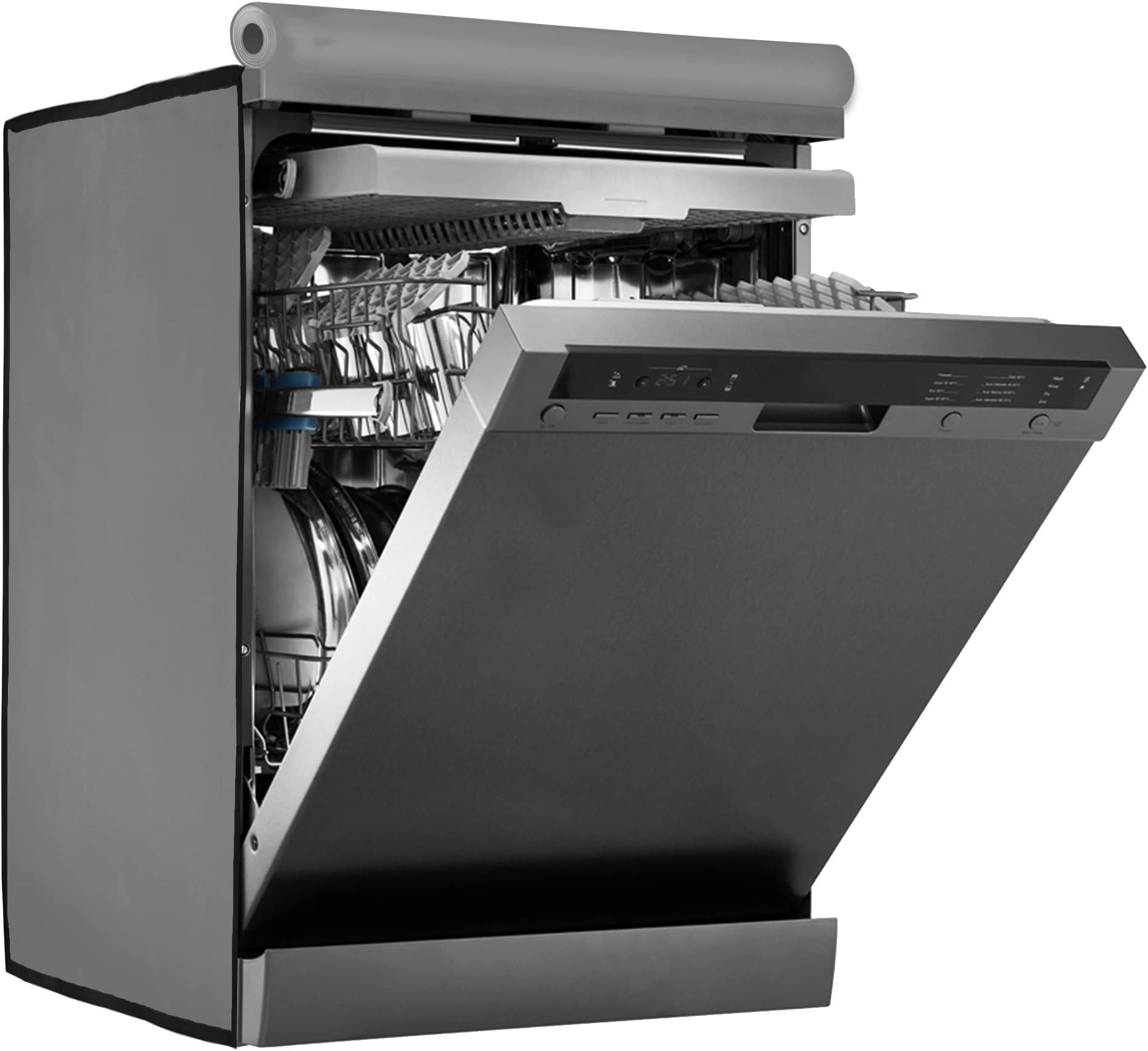 Dishwasher Cover Suitable for All Brands, IFB, Bosch, Siemens, LG, Samsung, Voltas, Godrej, Whirlpool of 12, 13, 14, and 15 Place Setting (63cms X 63cms X 81cms, Grey)
