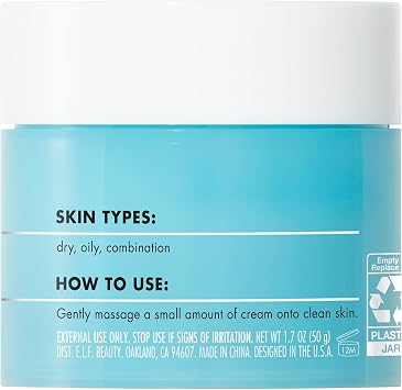 e.l.f. SKIN Holy Hydration! Face Cream - Fragrance Free, Moisturizes & Softens Skin, Quick-Absorbing & Ultra-Hydrating, 1.8 Oz (50g)