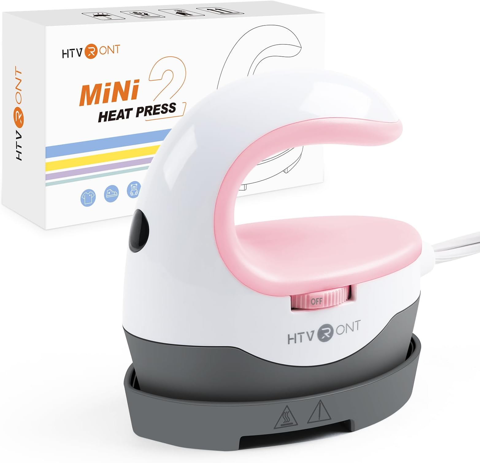 HTVRONT Mini Heat Press Machine - for DIY Heat Transfer Machine with Insulated Safety Base, Portable Heat Press for Iron On Vinyl, Tshirts, Crafts, Hat, Cap, Pillow (Baby Pink)