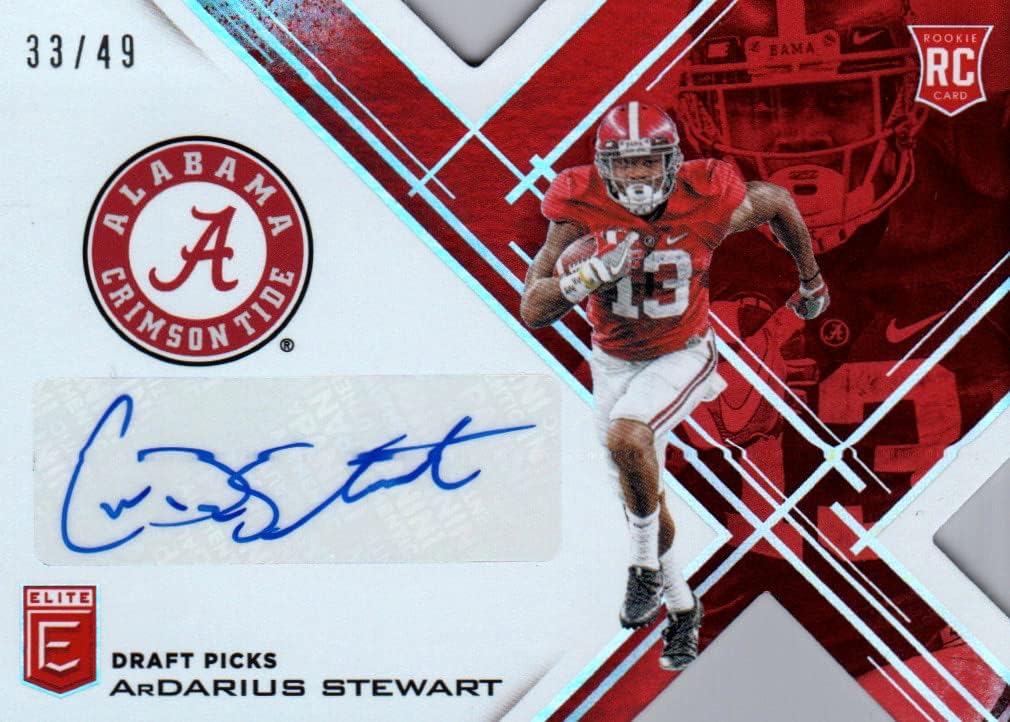 ArDarius Stewart Autographed & Serial Numbered 33/49 Rookie Card Collectible Football Card - 2017 Panini Elite Draft Picks Rookie Football Card #173 (Alabama) Free Shipping & Tracking