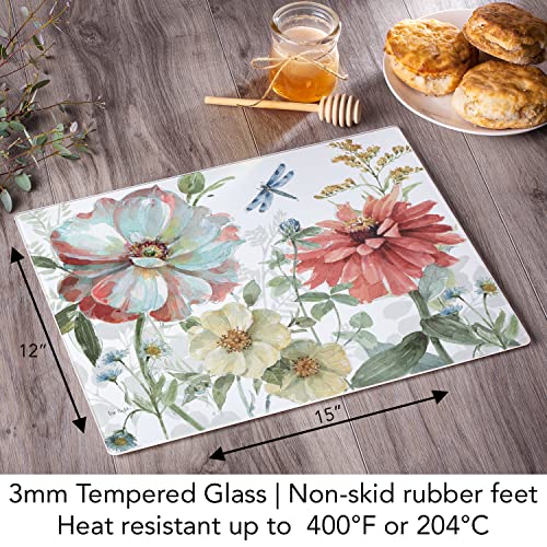 Counterart Spring Meadow 3Mm Heat Tolerant Tempered Glass Cutting Board 15” X 12” Manufactured In The Usa Dishwasher Safe #TOP6