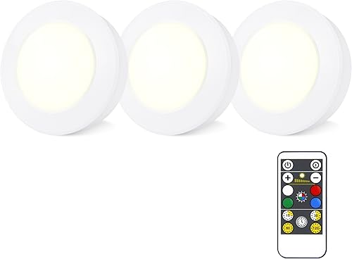 Miniatura 10 de Luces LED inalámbricas de disco con control remoto (paquete de 6), luces para debajo del gabinete, luz que cambia de color, luz regulable para