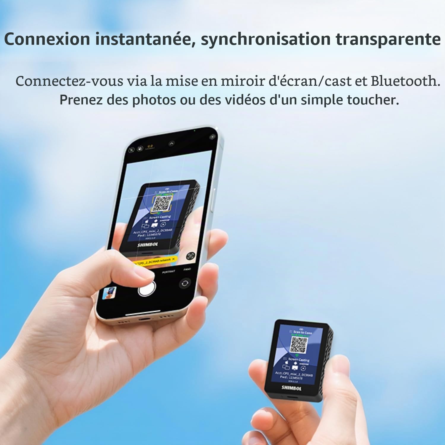 SHIMBOL CP5 Mini 2 Selfie Monitor Screen – Écran externe pour appareil photo arrière de smartphone, écran Vlog 2,4" pour iPhone & Android, connexion 30 m, zoom 4x, obturateur Bluetooth (noir)