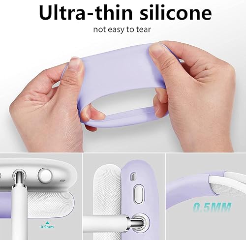 Miniatura 6 de Funda para AirPods Max, de silicona suave antiarañazos con patrón de corazón dorado, funda para las orejeras, cubierta para la diadema para