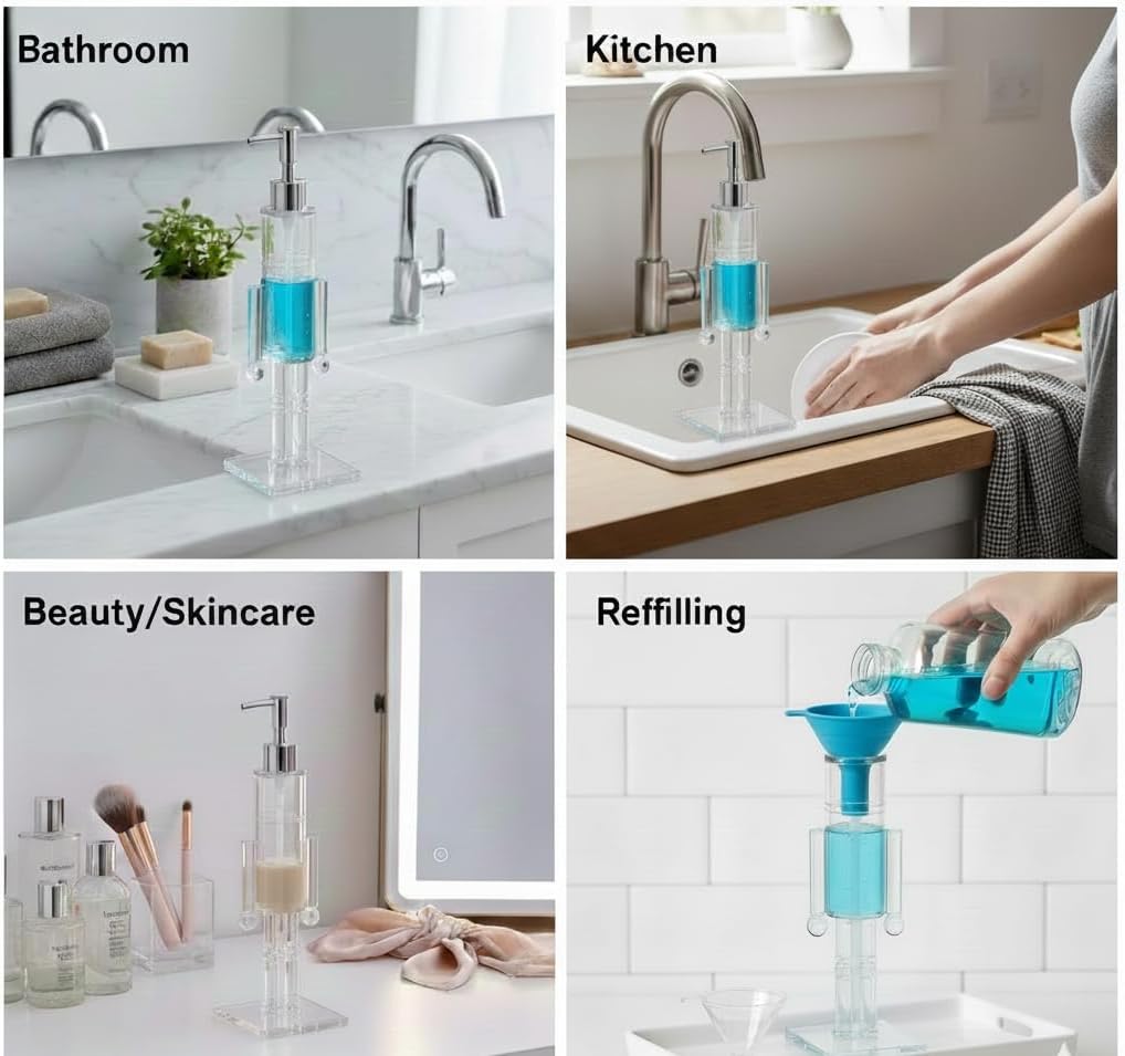 Nutcracker Soap Dish, Transparent Acrylic Hand Soap Dispenser, Decorative Soap Dish and Home Accessory Suitable for Kitchen and Bathroom Countertop Use keyword (2 pcs)