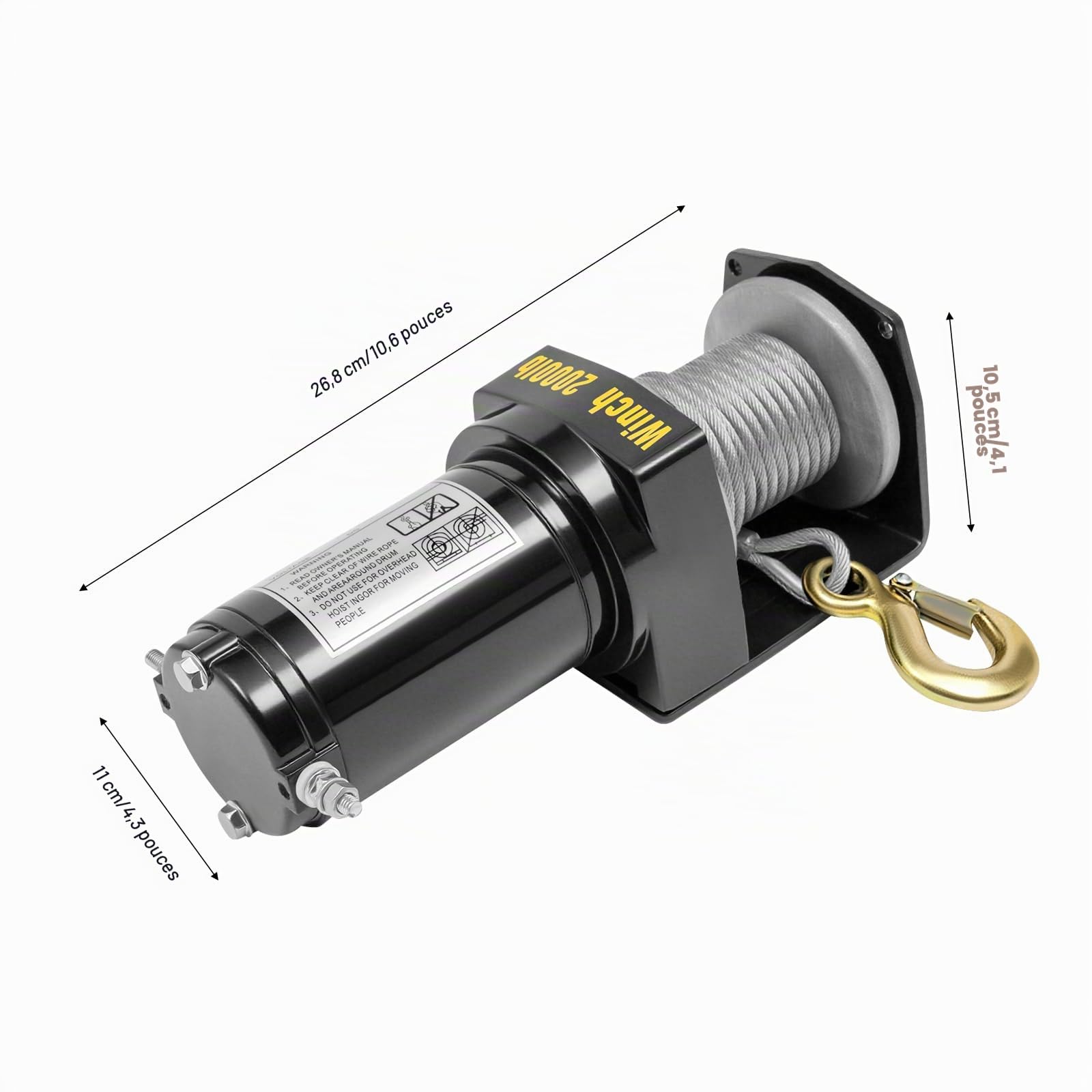 Appareil de Levage électrique DC12V Treuil avec Télécommande 0.4KW Palan à Corde Dispositif de Levage,Pour Véhicules Hors Route, Véhicules Agricoles