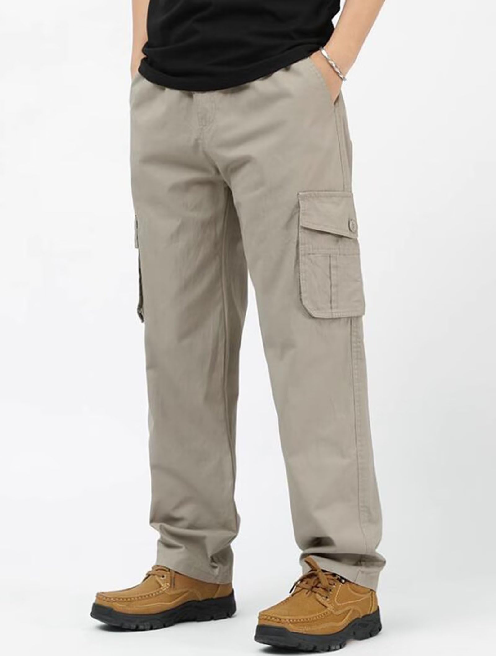 Uomo Pantaloni Cargo Termico Caldo Pile Foderato Pantaloni da Combattimento Elastico Vita Pantaloni tattico Pantaloni Softshell con Tasche Multiple