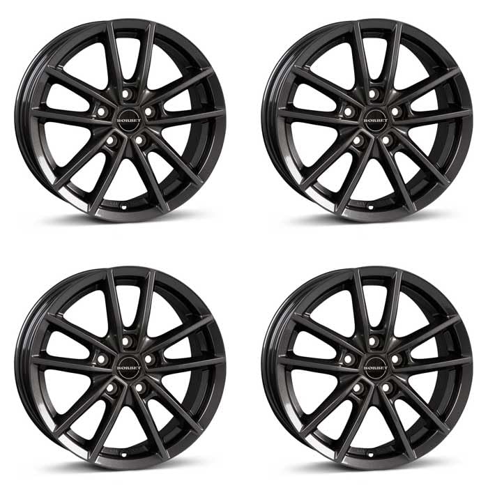 4x Borbet alloy rims W 7x17 ET50 5x114,3 mistral anthracite glossy compatible with Mazda 3 3 Sport 5 6 MPS 6 Sportwagon 6 CX-3 CX-5 CX-7 MX-5 RX-8